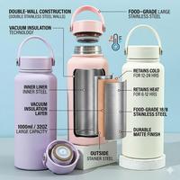 Mikenda – Tasse de voyage isotherme en acier inoxydable personnalisée avec poignée et couvercle, grande capacité, ouverture large – Vente en gros