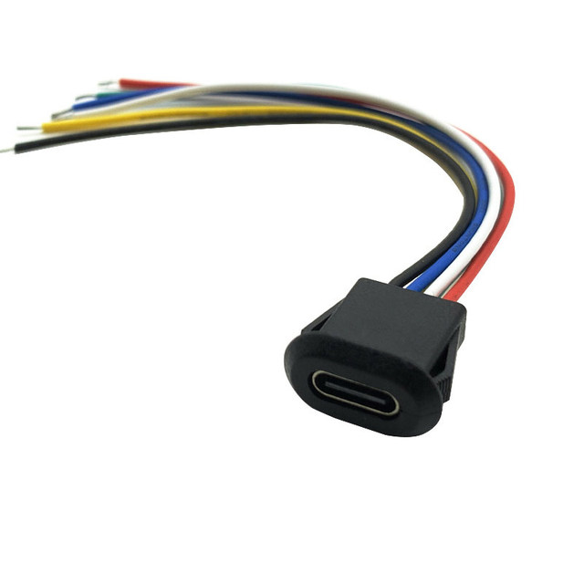 6 Way USB Type C Female Connector Cable Snap in Panel Mount USB Type C Socket Cable