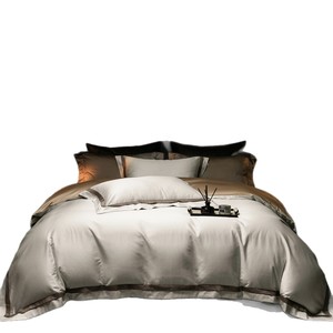 Minimalist 100-Count Cotton <b>Bedding</b> <b>Set</b> Striped Solid Color Four-Piece Duvet Cover <b>Set</b> Breathable Soft Skin-Friendly All-Cotton - Product Image 5