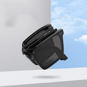 Nuevas gafas de sol plegables para mujer, montura de PC, color negro, UV400, peso ligero, montura grande, estilo coreano, protección solar a la moda - Product Image 5