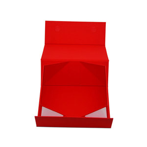 New Design Flat Packaging OEM Logo Cardboard Magnetic Flip Top Rigid Red Paper Cosmetics Bottle Gift <b>Box</b> <b>Foldable</b> - Product Image 5