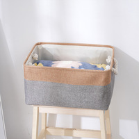 Panier de rangement pliable en coton et lin avec poignées, en tissu EVA épaissi, organisateur de jouets, panier de rangement en coton et lin