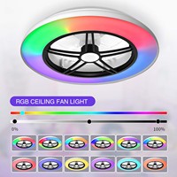 Ventilateur de plafond intelligent WiFi Alexa 20 pouces à pales invisibles avec haut-parleur Bluetooth RGB, 6 vitesses, intensité variable, profil bas pour chambre et maison