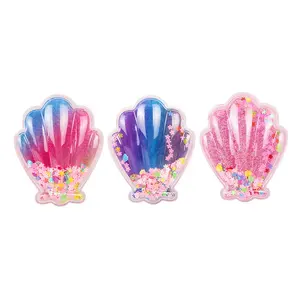 Wholesale Mini Shell Shape Air Cushion Comb Shiny Crystal Liquid Sakura Shell Sequins Mix Quicksand Massage Comb Girls Item