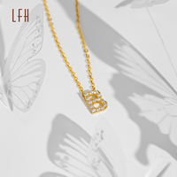 Au750 Lettre B Pendentif initiale 26 Chaîne de lettres Collier 26 Pendentifs de lettres initiales Or véritable 18 carats Pendentif CZ jaune