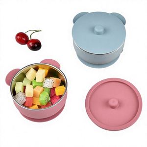 Multi-Function Anti-Scalding 304 Stainless Steel Food Grade Baby Feeding Bowl Leak Proof Dishwasher Safe Eco-Friendly Non-Toxic - Product Image 1