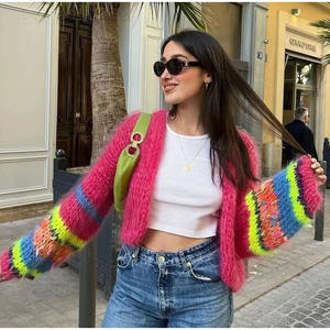 <span class=keywords><strong>Cardigan</strong></span> décontracté surdimensionné en <span class=keywords><strong>maille</strong></span> épaisse et respirante, à fleurs, en mohair, pour femmes, manches régulières, automne, logo avant, fleurs - Product Image 2