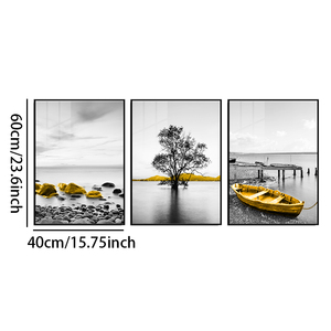 Trittico paesaggio moderno dipinto di porcellana di cristallo 40*60cm UV stampa impermeabile da parete arte olio tela bagno decorativo - Product Image 2