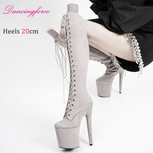 Botas Altas de Plataforma con Tacón Alto de 20 cm para Mujer, Estilo <span class=keywords><strong>Sexy</strong></span> Occidental de Invierno, con Cremallera, de Ante Sintético, para Baile en Barra, Discoteca - Product Image 6