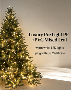<span class=keywords><strong>Sapin</strong></span> de Noël pré-éclairé personnalisé de 4 à 10 pieds avec lumières LED blanc chaud, design réaliste, support en métal - Product Image 1