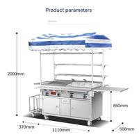 Remorque mobile de restauration rapide en acier inoxydable à 4 roues, 1,5 m, 30 équipements complets, utilisation extérieure, résistante à la rouille, intégrée