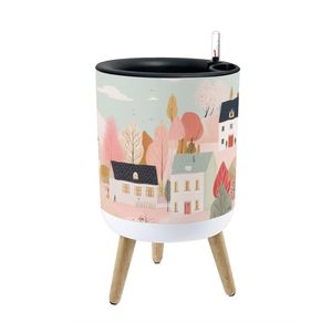 Maceta moderna con patas de madera, blanca, para jardín, uso interior y exterior - Product Image 4