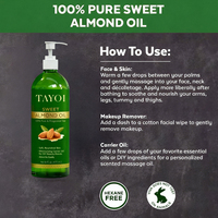 Minyak Almond Manis Baru untuk Pijat Perawatan Rambut Menutrisi Mendalam Menenangkan Kulit Kering & Gatal Melembutkan Kulit Tubuh & Wajah