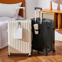 Valise à roulettes en aluminium pour femme, élégante, cabine 20 pouces, grande capacité, voyage d'affaires, multifonctionnelle, verrouillable