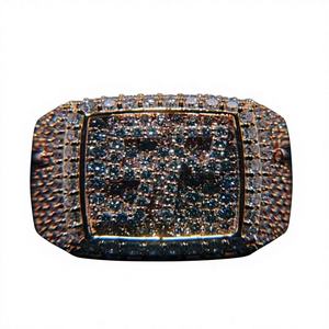 Bague de luxe hip-hop plaquée rhodium avec moissanite VVS ronde, sertie de lettres, pour fiançailles, mariage ou anniversaire - Product Image 1