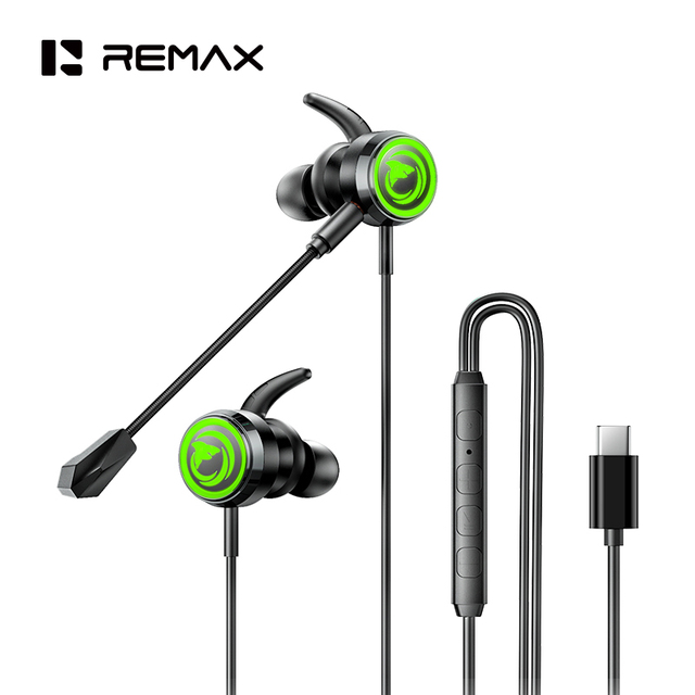 REMAX RM-709a USB C Wired Gaming Earbuds with Dual Microphones in Ear Headphones Gaming Type-C Headset with Volume Control
