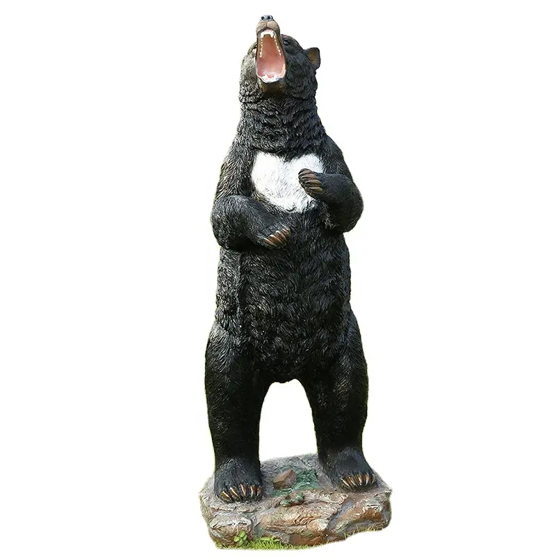 आउटडोर गार्डन सजावट के लिए जीवन आकार की मूर्ति काले भालू की बड़ी फाइबरग्लास मूर्तिकला पॉलीरेसिन पशु मूर्तिकला को अनुकूलित करें