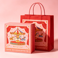 Boîtes d'emballage personnalisées imprimées sur le thème du cirque, emballage cadeau pour les marques de détail avec graphisme de marque et présentation en magasin.