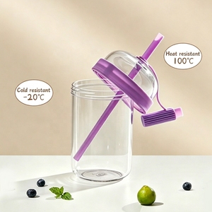Vaso Ecológico de Tritán de 540 ml con Pajita - Libre de BPA, Estilo Americano, para Té con Leche y Café, Portátil - Product Image 3