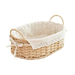 Hot Sale High Quality Handmade Paper Rope Basket 3-Sets Woven Paper Rope Storage Basket And Paper Lid Basket