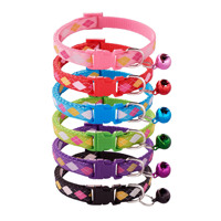 Collier pour animaux de compagnie imprimé dessin animé avec clochette, collier classique pour chat, accessoires d'extérieur, vente en gros, collier mignon pour chien, petits cadeaux