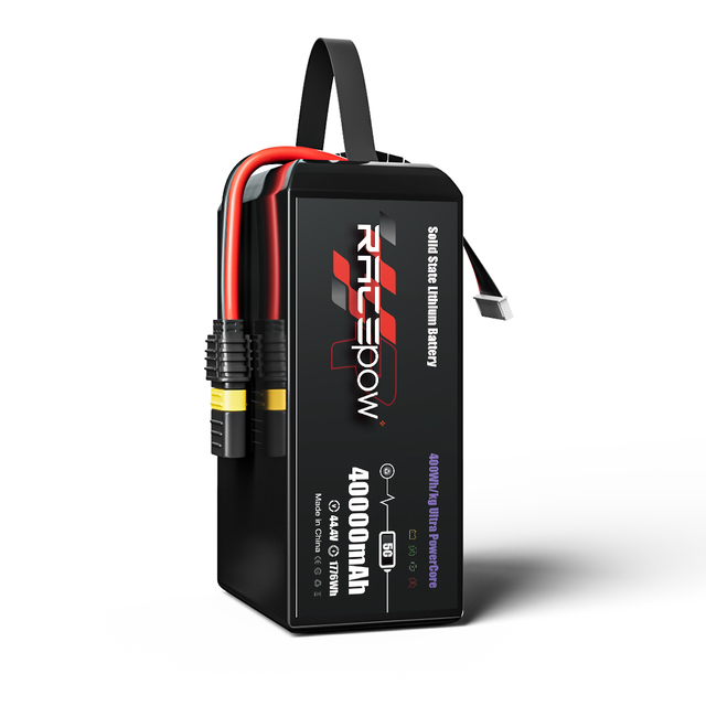 Racepow 6S 12S 14S 18S 24S 400Wh/kg 40Ah 40000mAh Semi Solid State Lipo Battery Pack for Vtol Heavy Drone Multi-rotor UAV