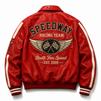 Blouson Bomber de Course en Cuir Lourd OEM avec Logo Brodé Personnalisé, Blouson Universitaire à Fermeture Éclair