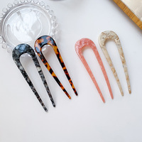 Acétate de cellulose écaille de tortue en forme de U Designer français épingles à cheveux Vintage léopard écaille de tortue acétate cheveux bâton fourchette