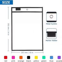 Fundas de PVC Transparente Reutilizables para Lápices de Borrado en Seco, Hojas Negras para Uso en el Aula, Material Escolar para Niños, Suministros de Oficina