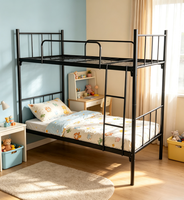 Lit superposé en métal robuste ODM/OEM, taille double sur double, avec base en maille, lit double en acier pour la maison, l'école, le dortoir, le camping