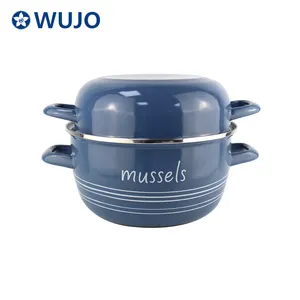 BSCI工厂WUJO搪瓷海鲜锅贻贝锅优质搪瓷贻贝锅