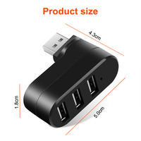 HUB Multi USB 2.0 à 3 Ports, Mini Hub USB haute vitesse, adaptateur de répartiteur rotatif à 180 degrés pour ordinateur portable, accessoires d'ordinateur