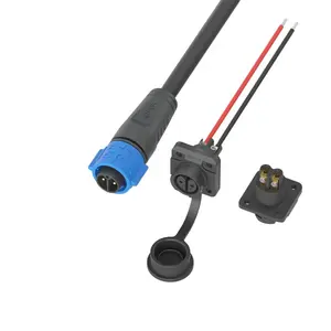 Plástico impermeável redondo painel quadrado montagem conector 2 Pin Plug e soquete