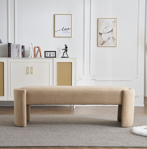 Banco Otomano Moderno, Elegante y Sencillo, de Forma Alargada, Color Camel Claro, para Dormitorio y Sala de Estar - Product Image 6