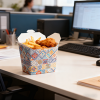 Boîtes d'emballage en papier kraft ignifuge de qualité alimentaire personnalisées pour les en-cas, le pain, la pizza, le poulet frit, les hamburgers, les frites, la salade, le poisson