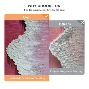 <span class=keywords><strong>Peinture</strong></span> à l'huile abstraite moderne faite à la main, paysage bleu en 3D, vagues océaniques, <span class=keywords><strong>peinture</strong></span> décorative sur toile peinte à la main, encadrée - Product Image 4