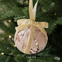 7cm Samt-Pailletten Weihnachtskugel Ornament Bruchsicher Stoffumwickelt mit Schleife Christbaumkugel Weihnachtsbaum-Dekoration Festliche Partydekoration
