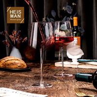 Verre à vin rouge Bourgogne transparent en cristal sans plomb haut de gamme, design moderne, durable, capacité 450-630 ml, pour restaurant et mariage