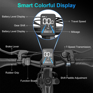 Bicicleta Eléctrica Urbana de 750W 48V 10.4Ah con 7 Velocidades, Electrónica Inteligente para Uso Diario en la Ciudad, Unisex para Adultos, F26 Delantera y Trasera D - Product Image 6