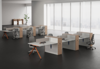 Bureau de direction ergonomique en bois massif, panneau E1 9 mm, écologique, avec écran de bureau réglable en hauteur et ventilateur de refroidissement double tête latéral