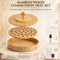 Ensemble de vaisselle en bois pour la Sainte-Cène, assiettes et coupelles de communion avec couvercle, pour les services religieux en gros