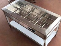 Chauffe-plats électrique commercial Table à vapeur en acier inoxydable à 4 pots, serveur de buffet pour cuisine et restaurant