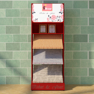 Tapis de sol moderne et personnalisé pour salon commercial Tapis de voiture Tapis en rouleau Tapisserie textile Échantillon de tissu Présentoir en métal Support de support - Product Image 4