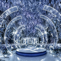 Arche de mariage en métal incurvée avec tissu LED, décor de fond pour entrée de scène de cérémonie