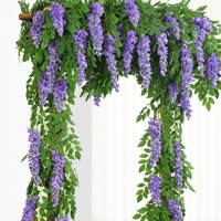 Bunga Wisteria Gantung Grosir untuk Dekorasi Pernikahan, Bunga Artificial Palsu untuk Luar Ruangan dan Dalam Ruangan, Tanaman Rambat Artificial