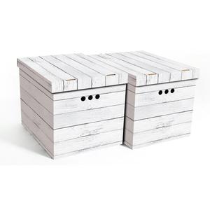 SET DI 2 SCATOLE DECORATIVE IN CARTONE ONDULATO CON PANNELLO BIANCO 42X32X32CM - Product Image 1