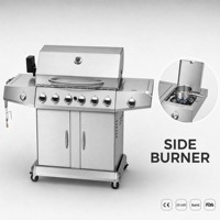 Barbecue à gaz grande capacité en acier inoxydable 6 brûleurs avec armoire de rangement et porte pour cuisson extérieure et fêtes
