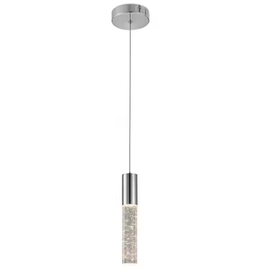 Hiện đại <span class=keywords><strong>Chrome</strong></span> LED trần ánh sáng mặt dây chuyền duy nhất ánh sáng Nước bong bóng cột thủy tinh pha lê Đèn chùm cho nhà bếp phòng ngủ ăn - Product Image 1