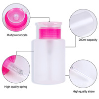 Vente en gros de bouteille rose vide de dissolvant de vernis à ongles en gel de 150ml, distributeur de pompe à pression en plastique rechargeable pour nettoyant de manucure à alcool
