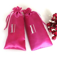 Promotion de luxe Extension d'emballage de cheveux vierges réutilisables pochette de rangement de la poussière en soie sac à cordon en satin avec logo